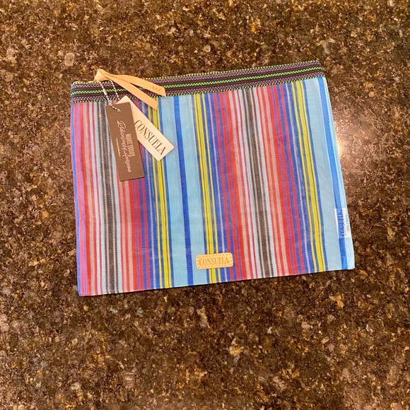 Consuela Bags Consuelas Large Slim Zip Mesh Pouch Serape Inspired